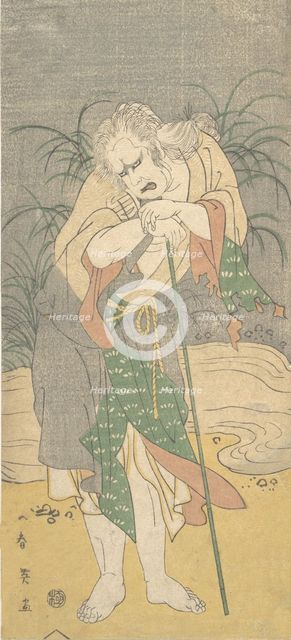 Asao Tamejuro as a Gray-Haired Old Man in Tattered Garments, ca. 1789. Creator: Katsukawa Shun'ei.