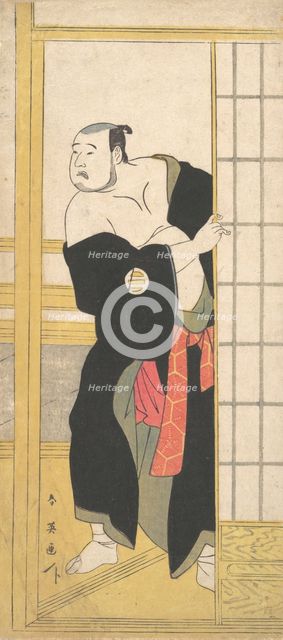 Asao Tamesaburo as a Stout Man with a Green Kimono, ca. 1795. Creator: Katsukawa Shun'ei.
