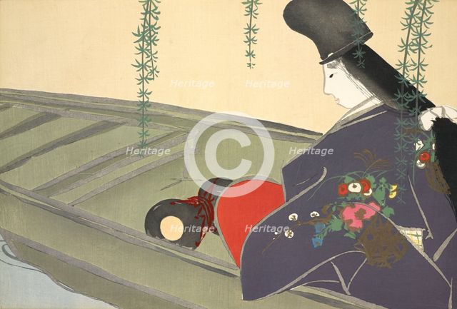 Asazuma-bune, from Momoyo-gusa (The World of Things) Vol II, pub.1909 (colour block woodcut)