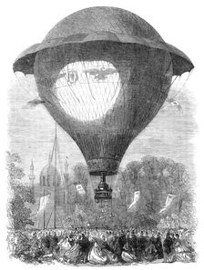 Ascent of M. Godard's Montgolfier balloon from Cremorne Gardens, 1864. Creator: Unknown
