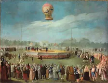 Ascent of a Balloon in the Presence of the Court of Charles IV, ca. 1783. Artist: Carnicero, Antonio (1748-1814)