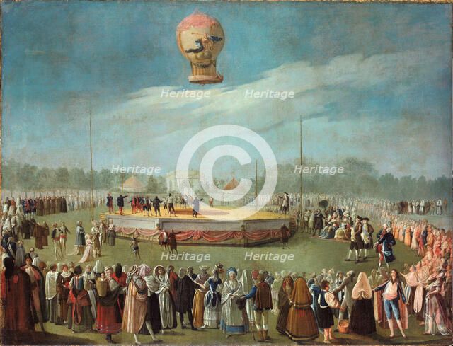 Ascent of a Balloon in the Presence of the Court of Charles IV, ca. 1783. Artist: Carnicero, Antonio (1748-1814)
