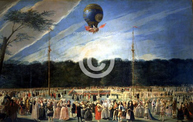 Ascent of a Montgolfier Balloon in Madrid, oil on canvas by Antonio Carnicero.