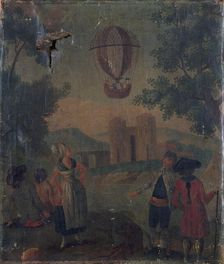 Ascent of an aerostat, around 1783, between 1778 and 1788. Creator: Unknown