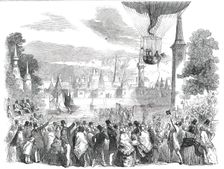 Ascent of the Nassau Balloon, from Vauxhall Gardens, on Saturday, 1850. Creator: Unknown