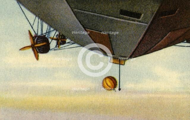 Ascent of zeppelin, Arctic expedition, 1932. Creator: Unknown.