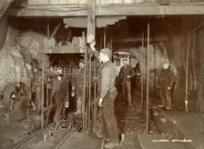 Ascending in the pit cage, Clifton Colliery, Nottinghamshire, c1895. Creator: HL Morel