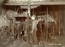Ascending in the pit cage, Clifton Colliery, Nottinghamshire, c1895. Creator: HL Morel