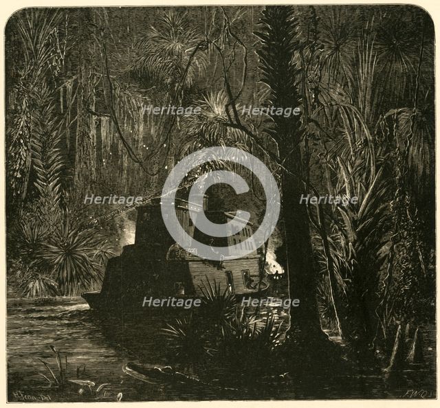 'Ascending the Ocklawaha River at Night', 1872.  Creator: Frederick William Quartley.