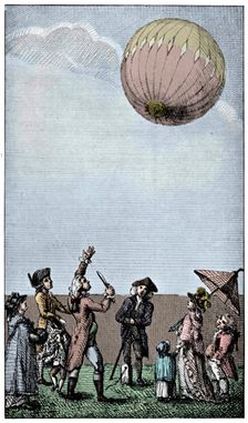 Ascension of a Montgolfier balloon, late 18th century, (1910)