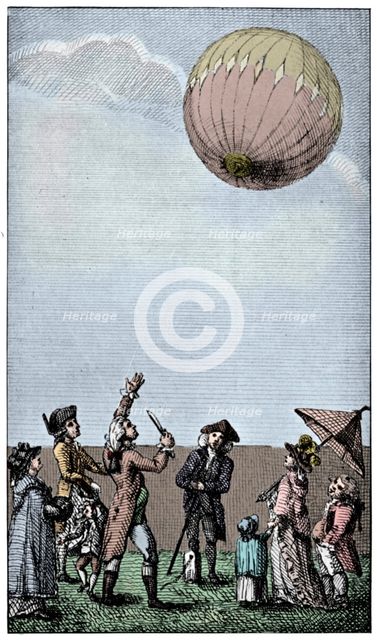Ascension of a Montgolfier balloon, late 18th century, (1910).  Artist: Unknown.