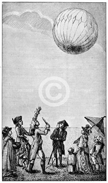 Ascension of a Montgolfier balloon, late 18th century, (1910). Artist: Unknown
