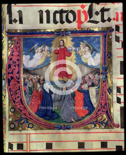 Ascension of Jesus, miniature in choirbook 7, sheet 57.