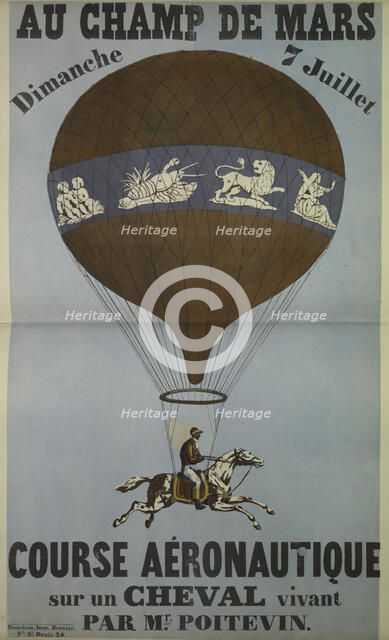Ascension équestre de Jean-Eugène Poitevin to Champ de Mars, the 7th of July 1850, 1850. Creator: Unknown artist.
