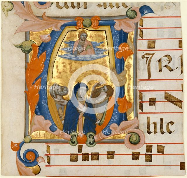 Ascension in an Initial V, ca. 1342-50. Creator: Niccolò di ser Sozzo.