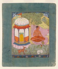 Ascetic in a landscape, illustrating the musical mode Bangali Ragini, c1675