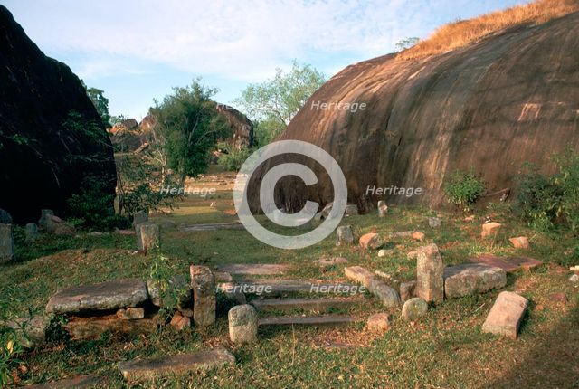 Ascetic rock-shelters for Buddhist monks in Anuradaphura, 2nd century BC. Artist: Unknown