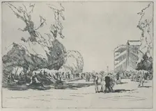 Ascot - The Paddock, 1914 (1920). Artist: Claude Allin Shepperson
