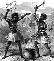 Ashantee Sketches: priests or magicians invoking the national deities, 1873. Creator: Unknown