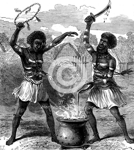 Ashantee Sketches: priests or magicians invoking the national deities, 1873. Creator: Unknown.