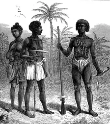 Ashantee Sketches: woman and man of Gaman and Ashantee soldier, 1873. Creator: Unknown