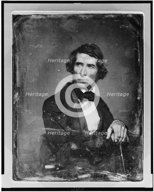 Asher Brown Durand, half-length portrait, three-quarters to the right..., between 1845 and 1850. Creator: Mathew Brady.