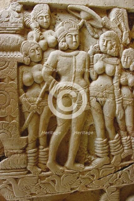 Ashoka with his Queen, 1st-3rd century. Creator: Indian Art.