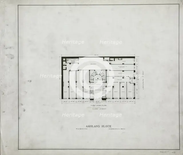 Ashland Block, Chicago, Illinois, Floor Plans, c. 1892. Creator: Daniel Burnham.