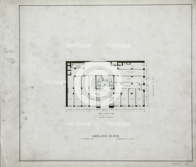 Ashland Block, Chicago, Illinois, Floor Plans, c. 1892. Creator: Daniel Burnham.