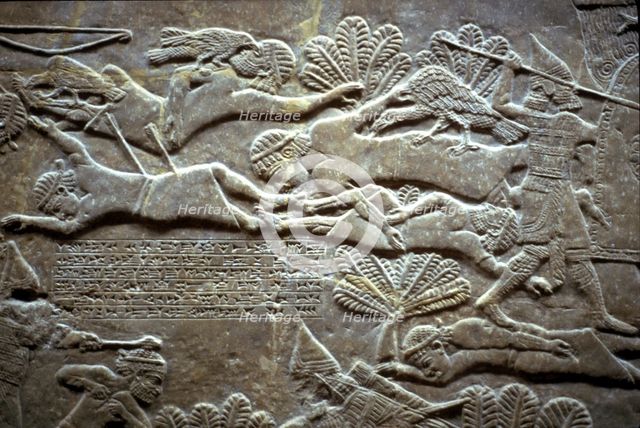 Ashurbanipal at the Battle of Til-Tuba, 650-620 BC. Artist: Assyrian Art  
