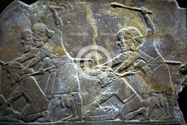 Ashurbanipal at the Battle of Til-Tuba, 650-620 BC. Artist: Assyrian Art  