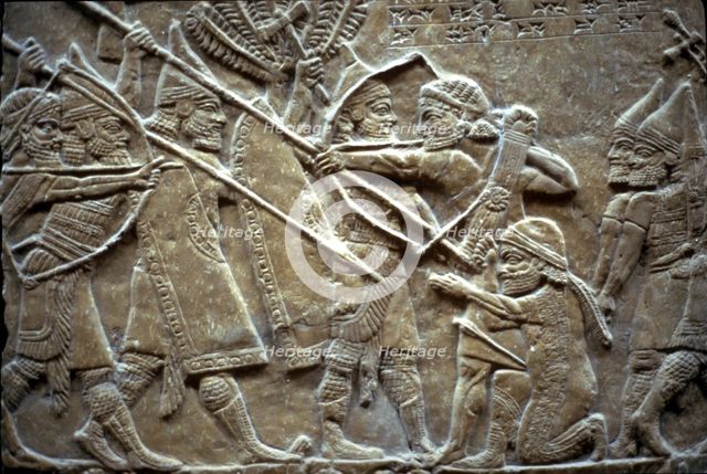 Ashurbanipal at the Battle of Til-Tuba, 650-620 BC. Artist: Assyrian Art  