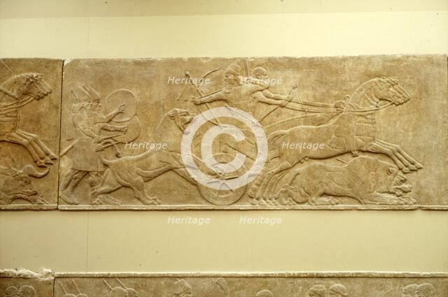 Ashurnasirpal II killing lions, c645 BC-635 BC. Artist: Unknown.