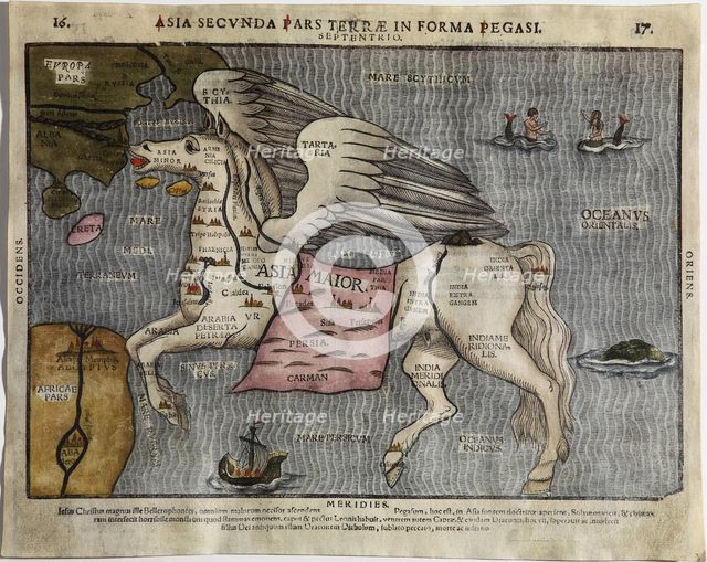 Asia Secunda Pars Terrae in Forma Pegasi (Asia in the Form of Pegasus). Artist: Bünting, Heinrich (1545-1606)