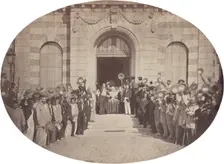 Asile Impérial de Vincennes: le 15 Août, le Salut à l'Empereur, 1859. Creator: Charles Nègre