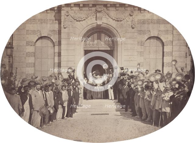 Asile Impérial de Vincennes: le 15 Août, le Salut à l'Empereur, 1859. Creator: Charles Nègre.