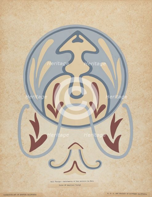 Asistencia of San Antonio de Pala Wall Design from the portfolio of "Decorative Art...", 1935/1942. Creator: Unknown.