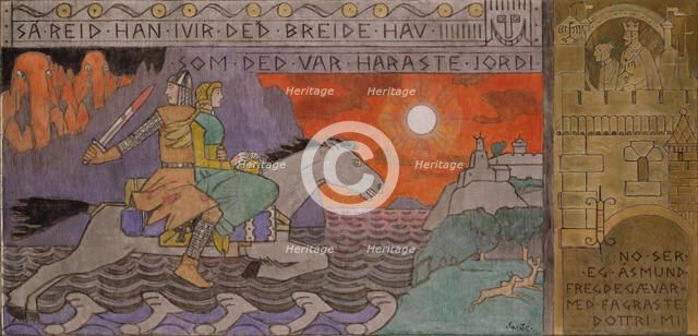 Åsmund and the Princess riding Home. Artist: Munthe, Gerhard (1849-1929)