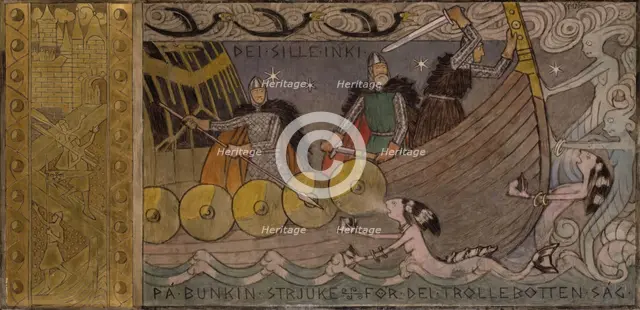 Asmund and his Brothers on the Sea, Between 1902 and 1904. Creator: Gerhard Munthe.