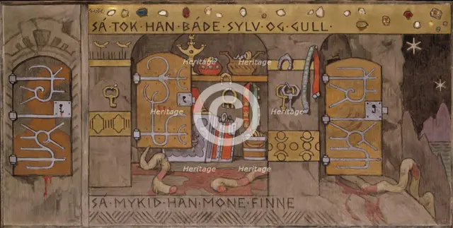 Asmund bringing Home Silver and Gold, 1902-1904. Creator: Gerhard Munthe.