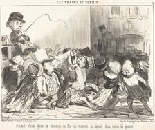 Aspect d'une gare de chemin de fer au moment du départ d'un train de plaisir, 1852. Creator: Honore Daumier