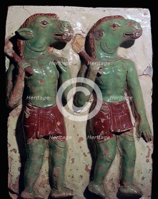 Ass-headed demons from a temple in Thailand. Artist: Unknown