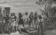 Assassination of the Aragonese knight Garci Gómez de Palacín...early 14th century (1890). Creator: Joan Serra y Pausas