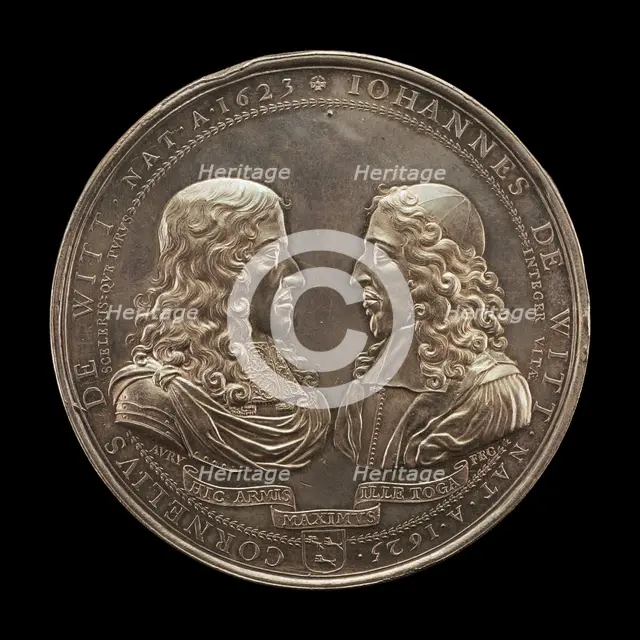 Assassination of the Brothers Cornelius and Johann de Witt at The Hague [obverse], 1672. Creator: Pierre Aury.