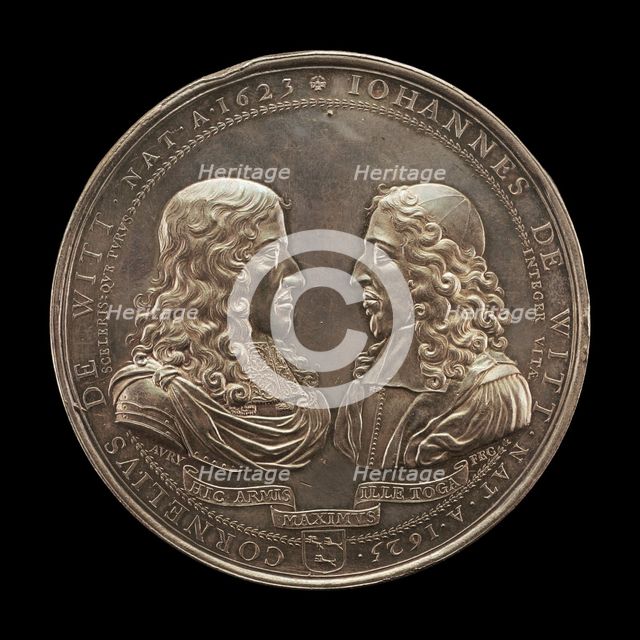 Assassination of the Brothers Cornelius and Johann de Witt at The Hague [obverse], 1672. Creator: Pierre Aury.