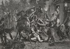 Assassination of the French plenipotentiaries at Rastatt, 28 April 1799 (1879). Creators: Felix Henri Emmanuel Philippoteaux, Fortune Meaulle
