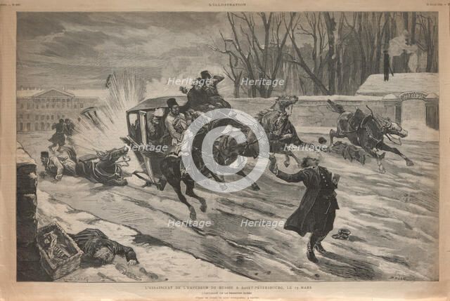 Assassination of Tsar Alexander II in St Petersburg, 1881. Creator: Dünki, Louis (1856-1915).