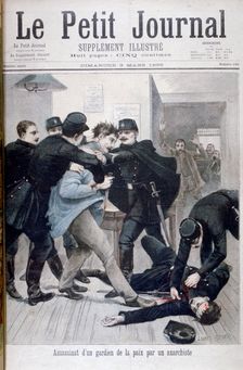 Assassination of a Policeman by an Anarchist, 1895. Artist: Lionel Noel Royer