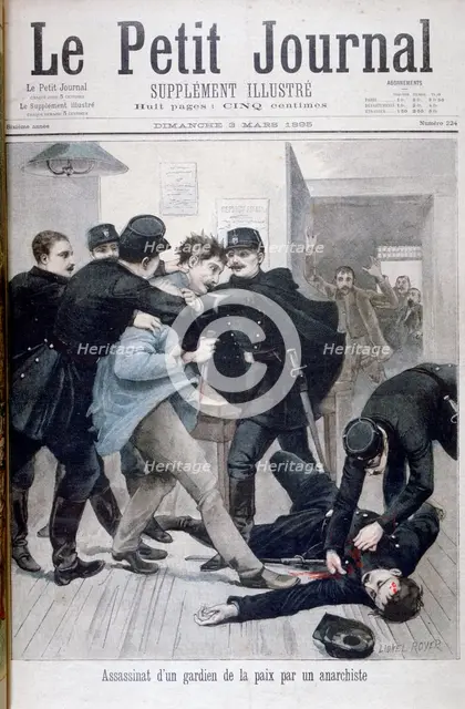 Assassination of a Policeman by an Anarchist, 1895. Artist: Lionel Noel Royer