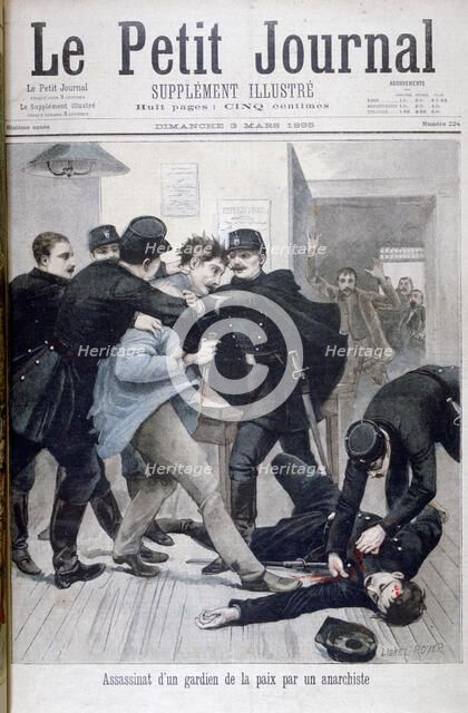 Assassination of a Policeman by an Anarchist, 1895. Artist: Lionel Noel Royer